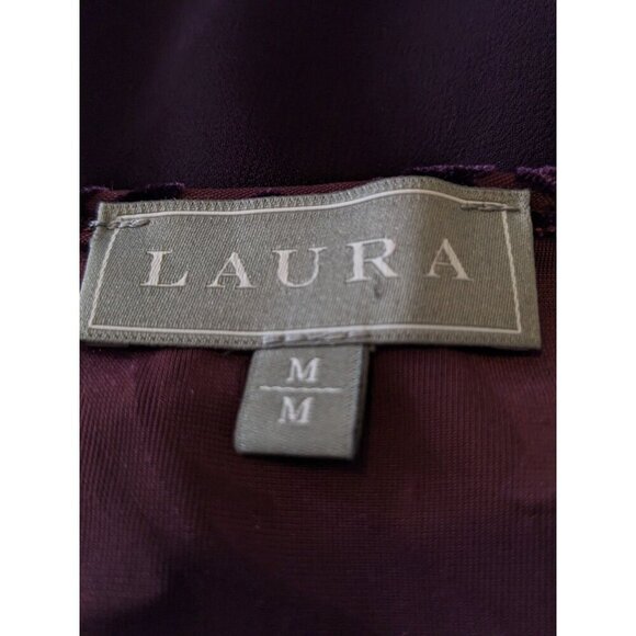 Womens Velvet Burnout Size M Burgundy Dark Plum Bell Sleeve Whimsigoth Witchy - Picture 6 of 6